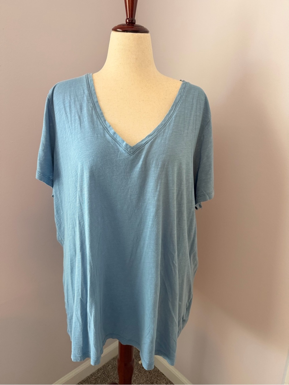 Madewell Whisper Cotton Light Blue V-Neck Short Sleeve Tee - 3X